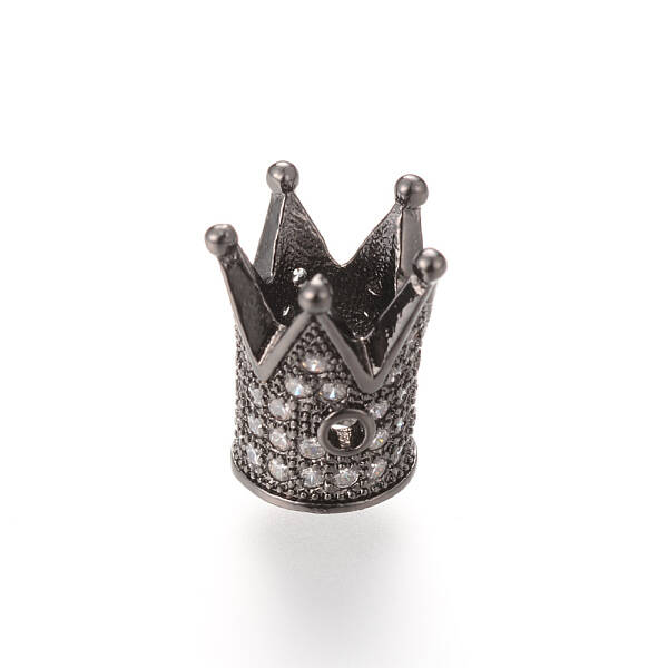Brass Micro Pave Cubic Zirconia Beads