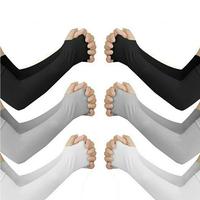 3/6 Pairs UV Protection Cooling Arm Sleeves Compression Sun Sleeves for Men Women - Black+White+Gray