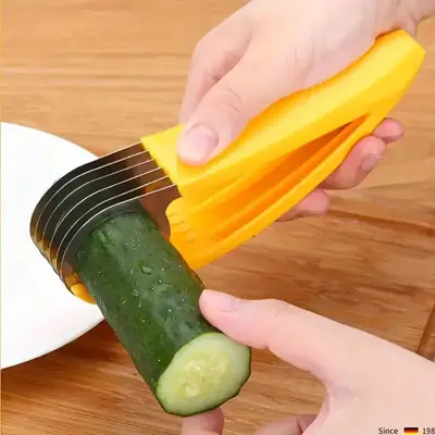 Multifunctional Stainless Steel Banana Cucumber Slicer, 1 Count Portable Manual Fruit & Vegetable Cutter, Kitchen Gadgets for...