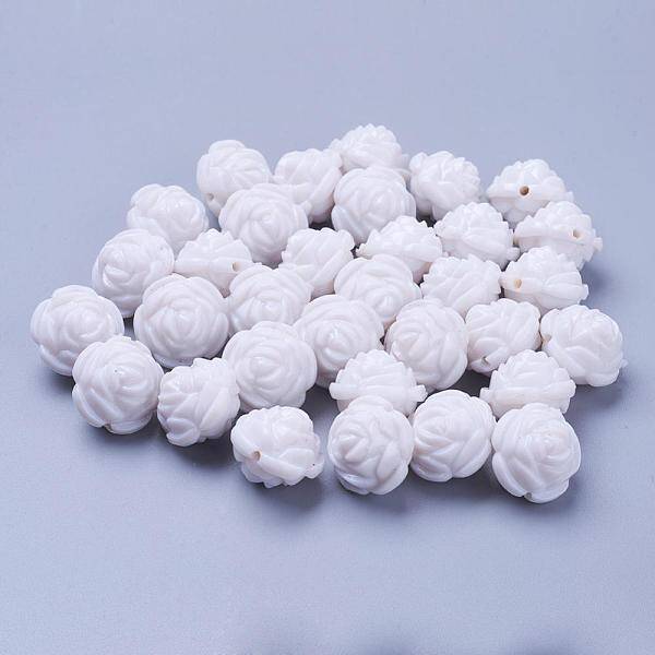 White Flower Acrylic Beads