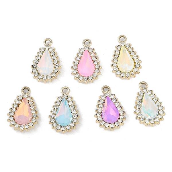 UV Plating Alloy with Mixed Color Glass Rhinestone Pendants