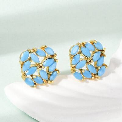 Brass Micro Pave Cubic Zirconia Stud Earrings