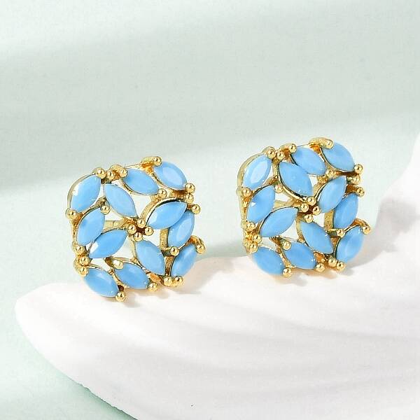 Brass Micro Pave Cubic Zirconia Stud Earrings
