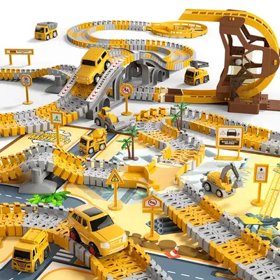Construction Race Track and Toy Truck Set, Merry Christmas Gifts, Kids' Birthday Gifts,236PCS and 299PCS with Tipping Bucket,...