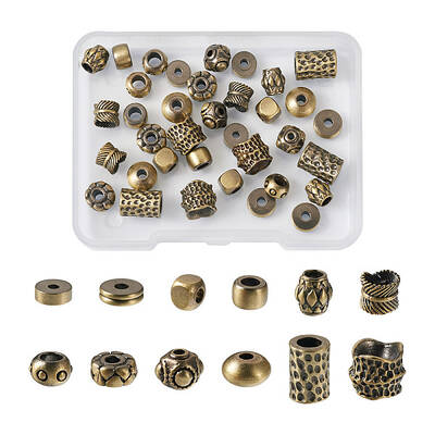 48Pcs 12 Style Tibetan Style Brass Beads