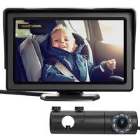 Baby Car Camera Monitor Grownsy HD Display with Night Vision Feature, 4.3 Inch Monitor for Baby Car Seat Mirror, Rear Facing ...