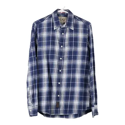 40 Weft Checked Flannel Shirt - Large Blue Cotton