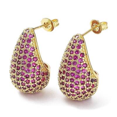 Cubic Zirconia Teardrop Stud Earrings