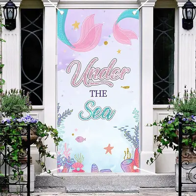 Unter The Sea Plant Mermaid Baby Shower Door Cover - Aperturee