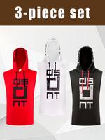 Men's High Stretch Quick Dry Hooded Gym Tank Top - Breathable Sleeveless Gym Shirt with Bold Monogram Print, Moisture Wicking...