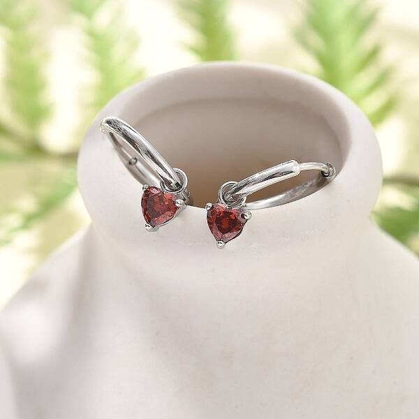 304 Stainless Steel Micro Pave Cubic Zirconia Hoop Earrings