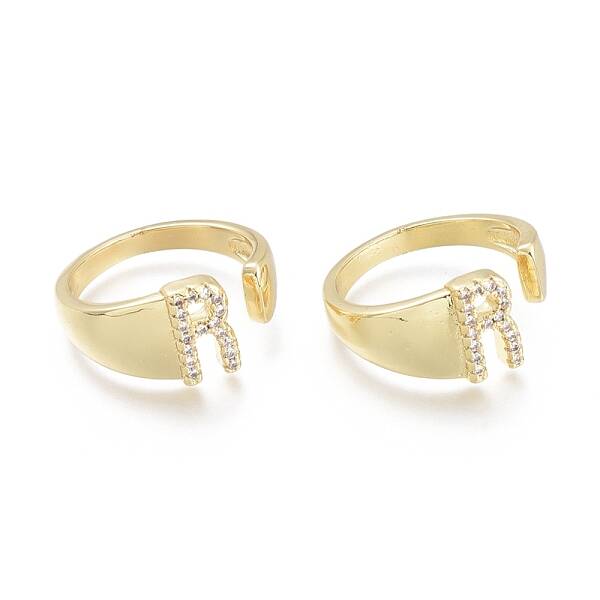 Brass Micro Pave Clear Cubic Zirconia Cuff Rings