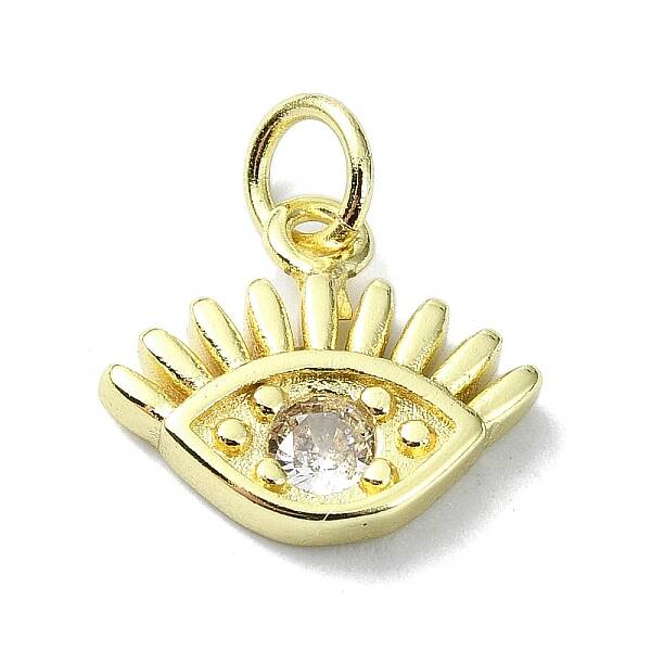 Eye Theme Brass Micro Pave Cubic Zirconia Charms
