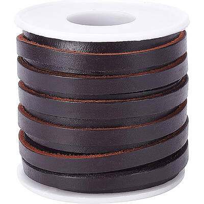 BENECREAT 6mm 11 Yard Real Leather Straps Round Leather Lace Genuine Leather Cord Braiding String for Jewelry Making Craft DI...