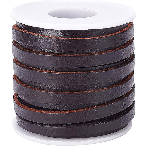 BENECREAT 6mm 11 Yard Real Leather Straps Round Leather Lace Genuine Leather Cord Braiding String for Jewelry Making Craft DI...