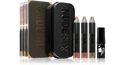 Nudestix Nude Metallic Mini Eye Makeup Palette Kit Universal Eye Pencil 2.5g + Luminous Smoke Universal Eye Pencil 2.5g + Bur...