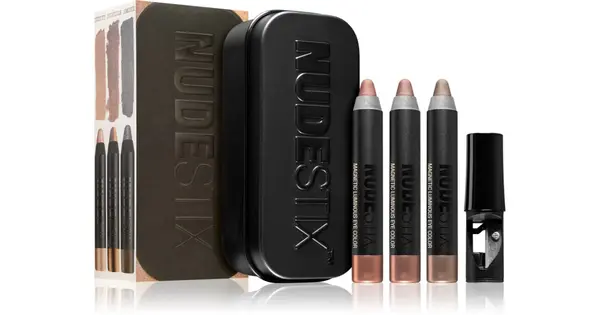 Nudestix Nude Metallic Mini Eye Makeup Palette Kit Universal Eye Pencil 2.5g + Luminous Smoke Universal Eye Pencil 2.5g + Bur...