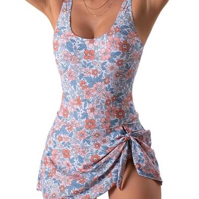 Eomenie One Piece Swimdress Swimsuits for Women Tummy Control Swim Dresses Bathing Suits Swimwear Swimsuit Slimming Beac