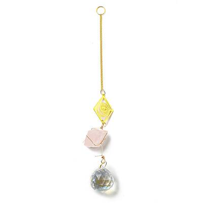 Wire Wrapped Nuggets Natural Quartz Crystal Pendant Decorations