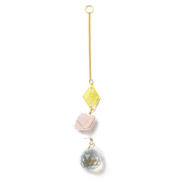Wire Wrapped Nuggets Natural Quartz Crystal Pendant Decorations