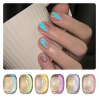 GAOY Mermaid's Tears Cat Eye Gel Nail Polish Set with Magnet for Blue Glitter Holographic Cat Eye, Salon Gel Manicure and Nai...