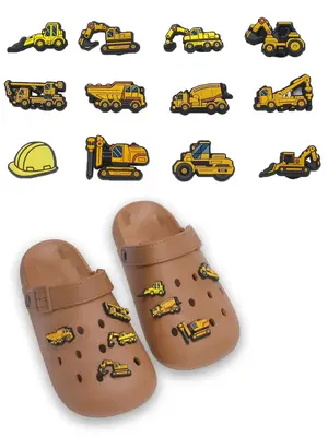 12pcs/set Creative Cartoon Dump Truck Shoe Charm Buckle, Fashion Shoes Decoration Accessories, DIY Decorative Buckle for Clog...