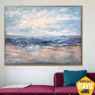 Original Ocean Painting on Canvas Abstract Painting Original Oil Painting Large Art Artwork For Abstract Room Decor | MARVELO...