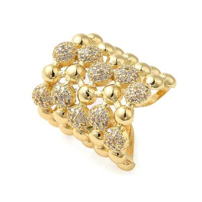 Brass Micro Pave Clear Cubic Zirconia Open Cuff Rings