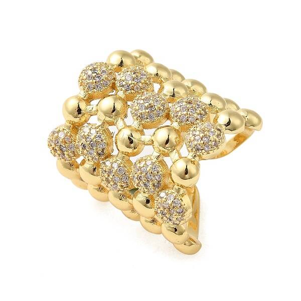 Brass Micro Pave Clear Cubic Zirconia Open Cuff Rings