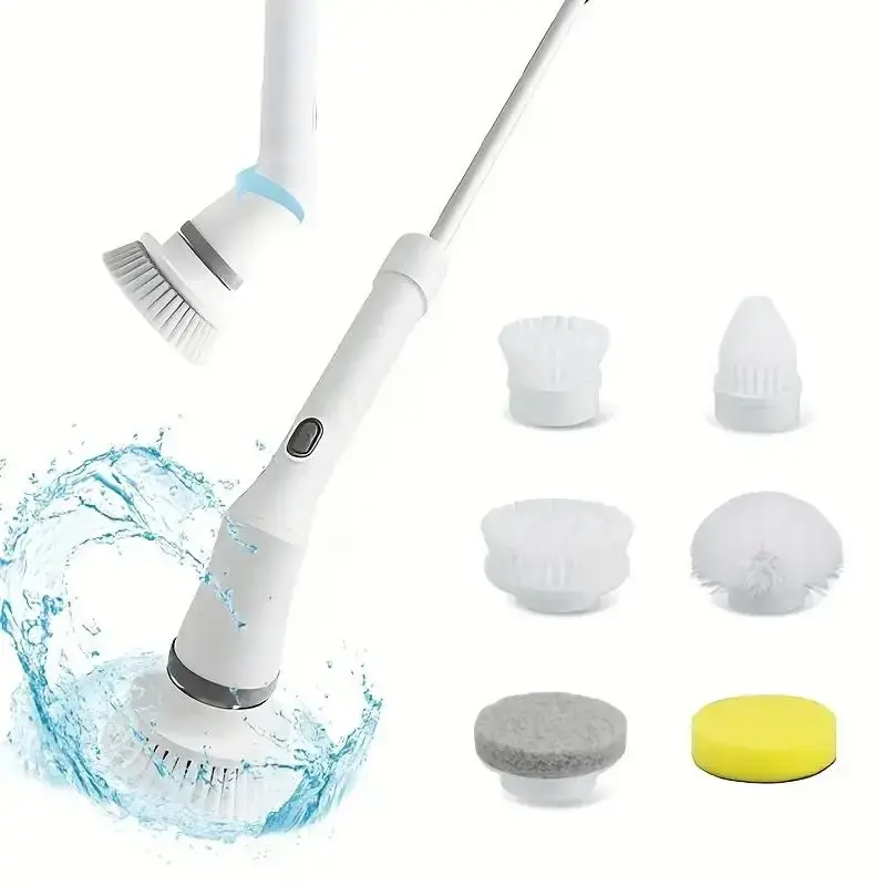 Multifunctional Electric Spin Scrubber with 6 Replaceable Brush Heads, Summer Rechargeable Cordless Scrubbing Spin Brush, Pow...