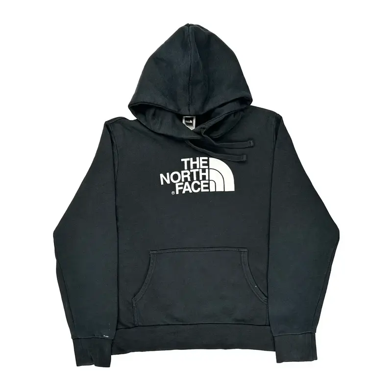 The North Face Spellout Hoodie - Large Black Cotton Blend