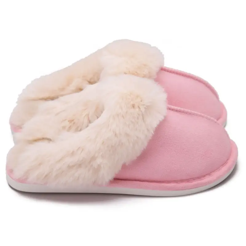 Winter  House Slip Resistant Slippers  Plush Faux  Fluffy Flats Slippers Warm Slide Shoes for Women