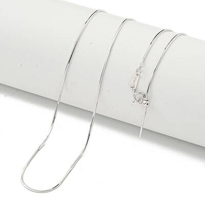 Rhodium Plated 925 Sterling Silver Square Snake Chain Necklaces