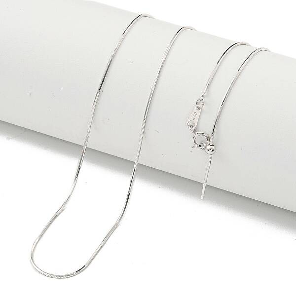 Rhodium Plated 925 Sterling Silver Square Snake Chain Necklaces