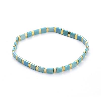 Rectangle Glass Seed Beads Stretch Bracelets