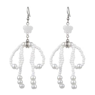 Bowknot with Star Natural Shell & Glass Seed Dangle Earring