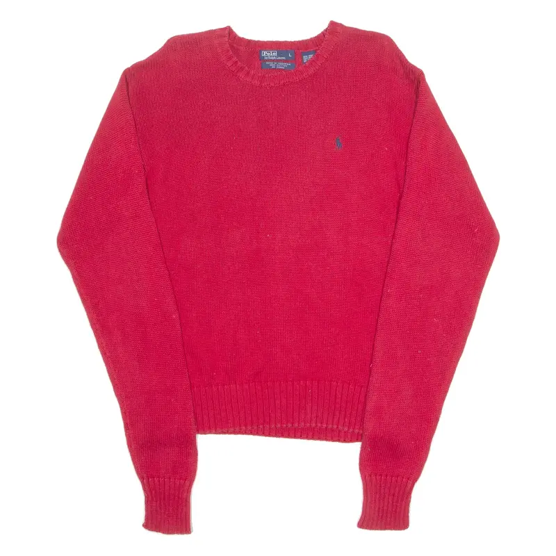 POLO RALPH LAUREN Mens Jumper Red Waffle Knit L