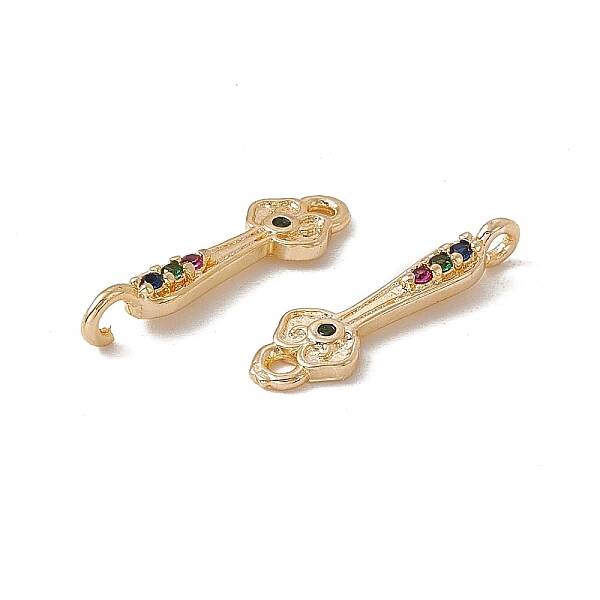 Brass Pave Colorful Cubic Zirconia Connector Charms