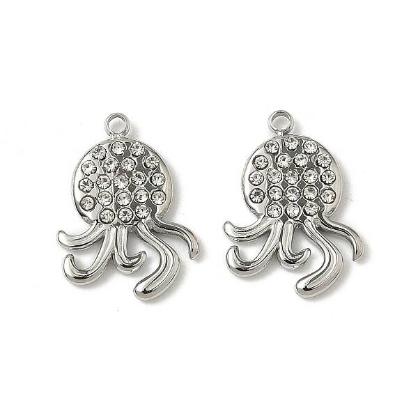 304 Stainless Steel Rhinestone Pendants