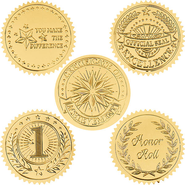 50 Sheets 5 Styles Self Adhesive Gold Foil Embossed Stickers