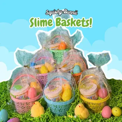 Squishybunnii's Slime Easter Basket! DIY Easter Slime, Assorted Taba Chick Squishy, Easter Egg with sprinkles, Mochi Squishy!