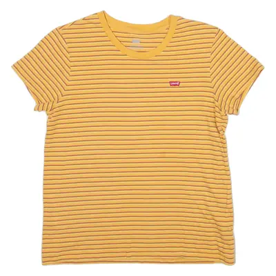 LEVI'S Striped Womens T-Shirt Orange Crew Neck L