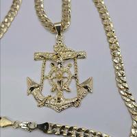 CHRIST ON THE CROSS Cuban link necklace style gold-plated 24\