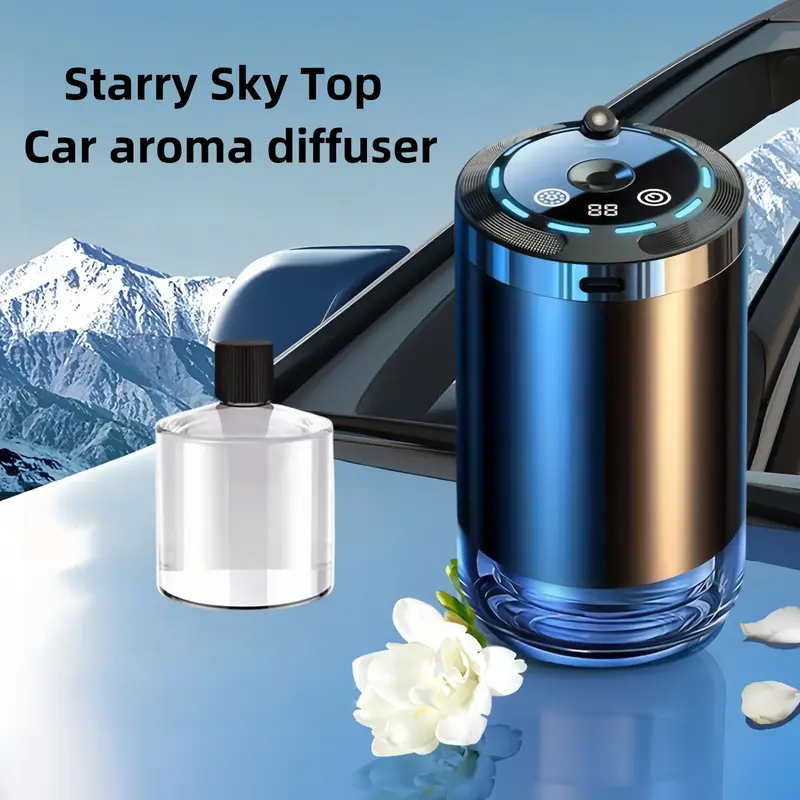 Car Air Freshener Humidifier with Starry Sky Projection Lamp, Auto On/off, Includes Scented Oil, Perfect Gift for Holidays & ...