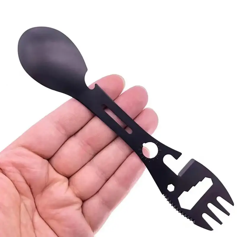 10 in 1 Multifunctional Spork, Stainless Steel Portable Utensil Spoon, Can Opener for Outdoor Camping, Hiking, Picnic, Backpa...