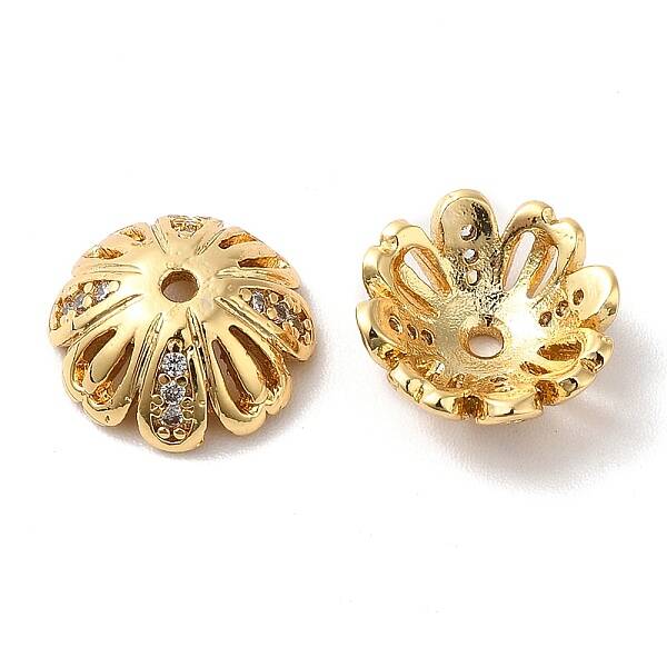 Brass Micro Pave Cubic Zirconia Bead Cap