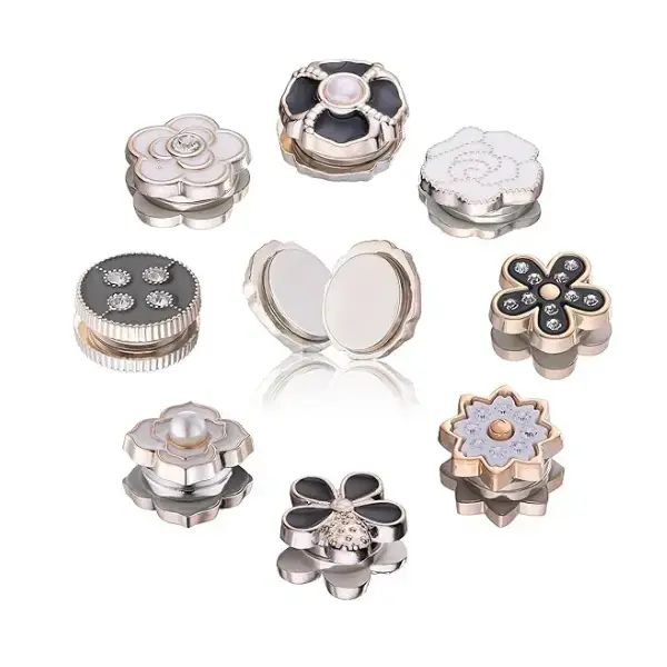 8 Pairs No-Snag Hijab Magnetic Pins | Multi-Use Premium Hijab Magnets, Rhinestones/Pearl Scarf Pin Buttons, Black, White