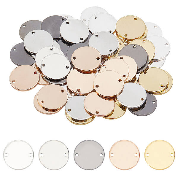 50Pcs 5 Colors Smooth Brass Links