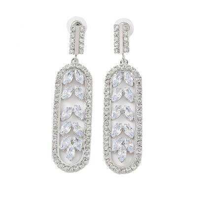 Brass Micro Pave Cubic Zirconia Stud Earrings