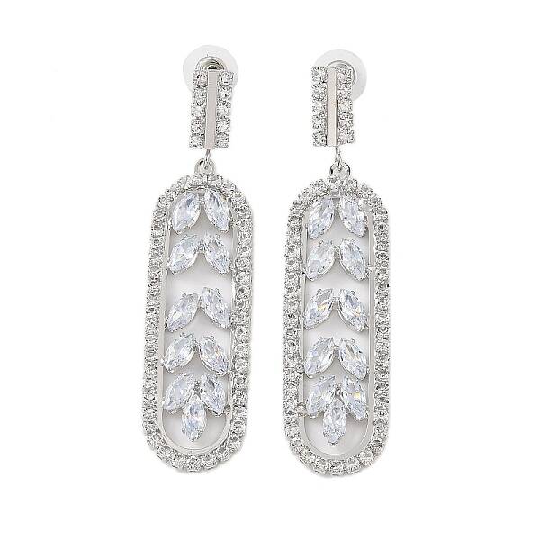 Brass Micro Pave Cubic Zirconia Stud Earrings